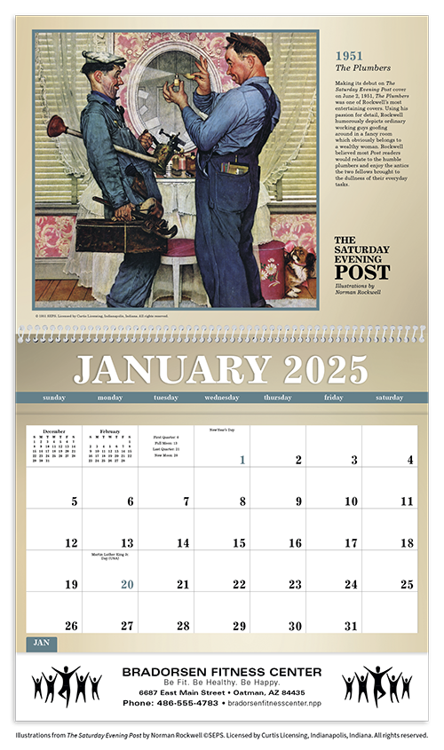 Spiral Bound The Saturday Evening Post Deluxe PocketWall Wall Calendars for 2025